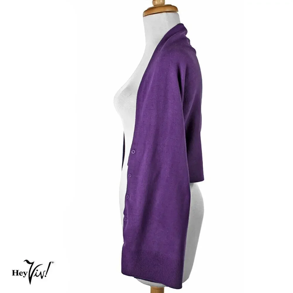 Purple Button Shawl Shrug Wrap 60